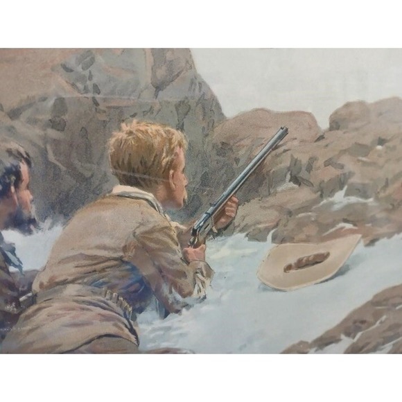 A.B. Frost Chromolithograph "Waiting for a Shot" Antique VTG Print Matted RARE - Picture 7 of 10